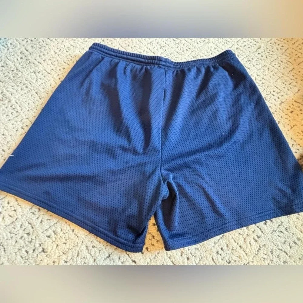 Nike Mens Mesh Athletic Shorts Navy Blue Embroidered Swoosh XL Gym Basketball
